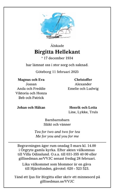 Birgitta Hellekant – avliden